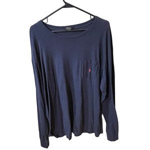 LAUREN Ralph Lauren Polo men's dark blue long sleeve T-shirt size XXL red pony